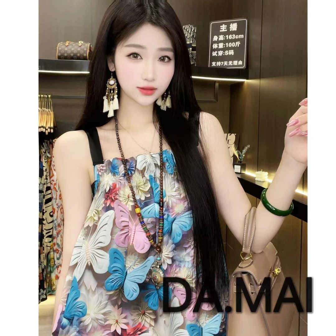 DA.MAI-8850#2025女款轻奢宽松长裙春夏缎料无袖气质时尚连衣裙