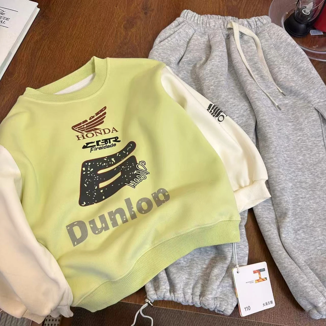 A4991男女童时尚洋气个性休闲百搭春秋季拼色卫衣