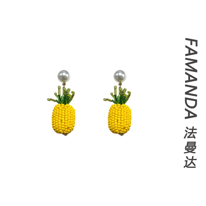 法曼达 铜合金亚克力耳饰 【俏皮菠萝】时尚少女甜美百搭小众耳饰女