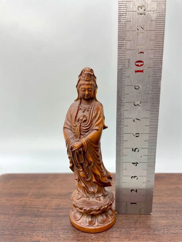 小叶黄杨木雕刻佛珠观音手把件小摆件家居装饰艺术品佛像