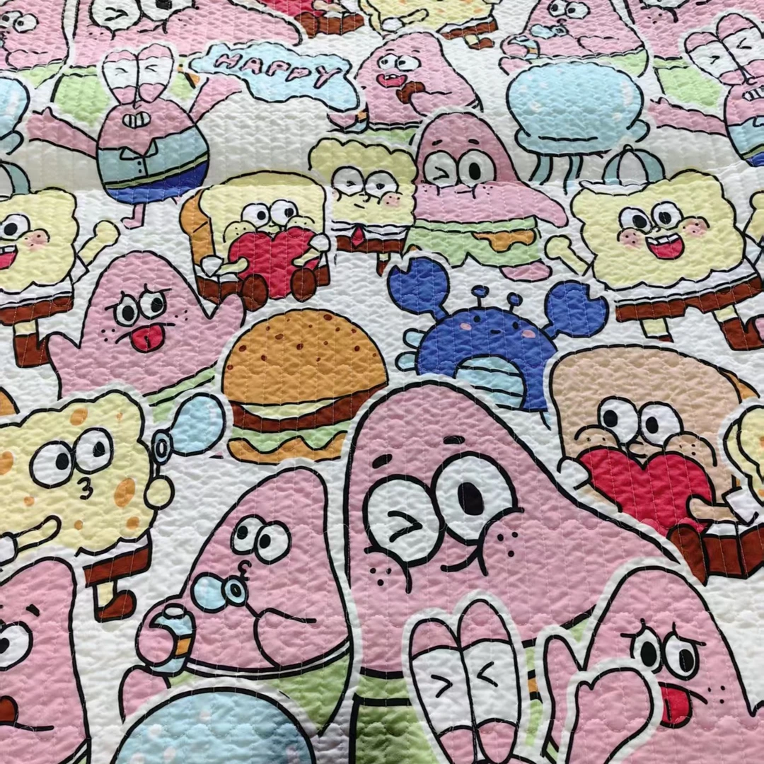 海绵宝宝200*230水洗棉加厚绗缝床盖