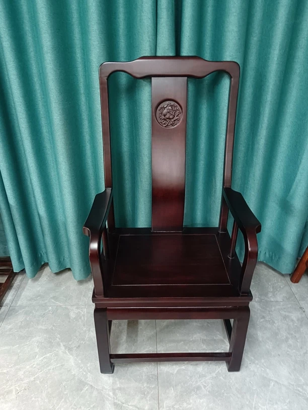 实木单人椅 新中式客厅家用桌椅办公茶椅实木椅官帽椅简约书房