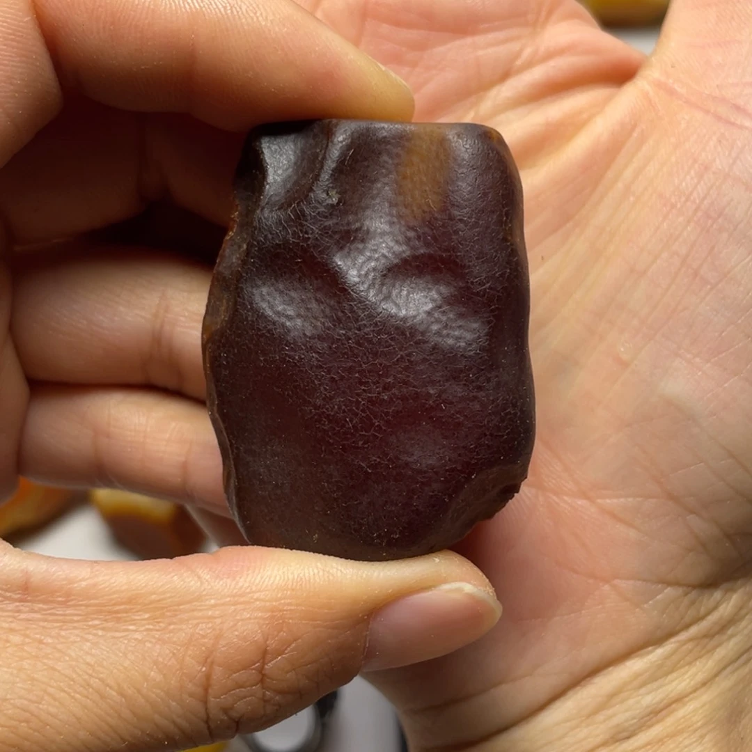 定制琥珀未镶嵌北****生琥珀蜜蜡原石打孔手把