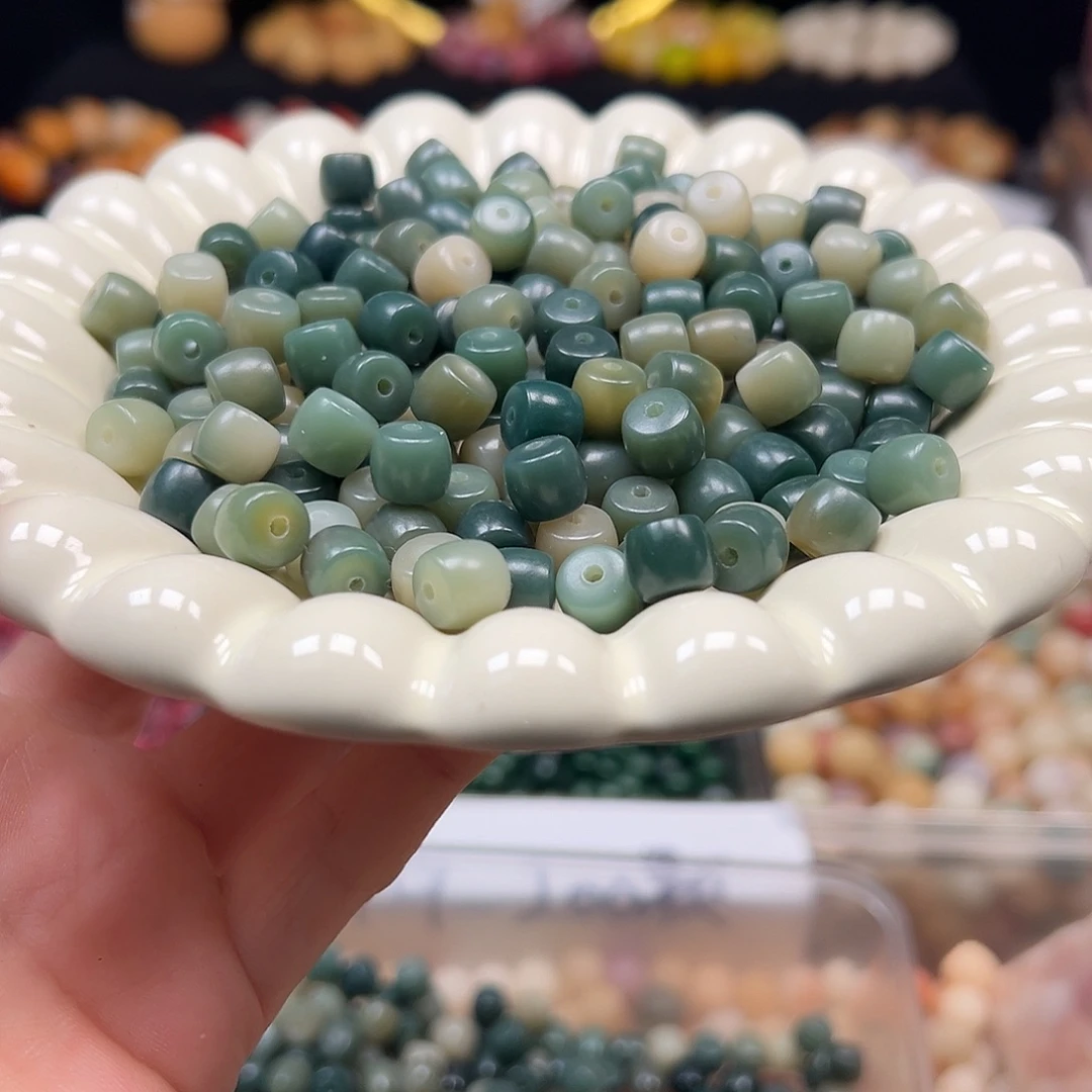 菩提根/象牙果手串卡9海洋蓝直切150颗