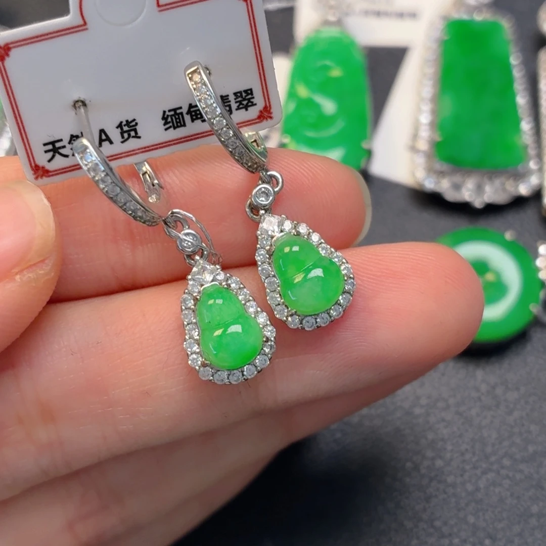 翡翠银S925镶嵌吊坠(不含链)耳坠