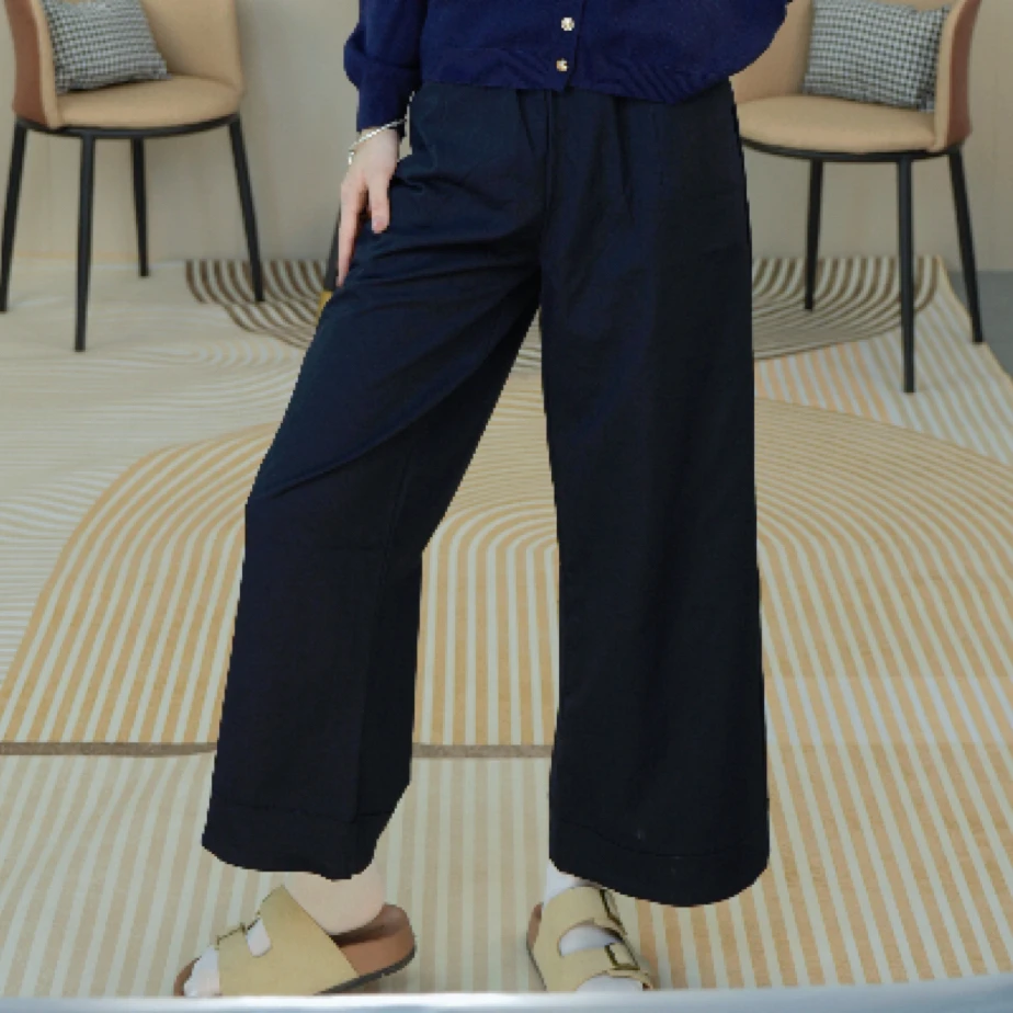 【千家汇】2025新款直筒休闲裤女款宽松阔腿裤九分直筒裤显瘦1857
