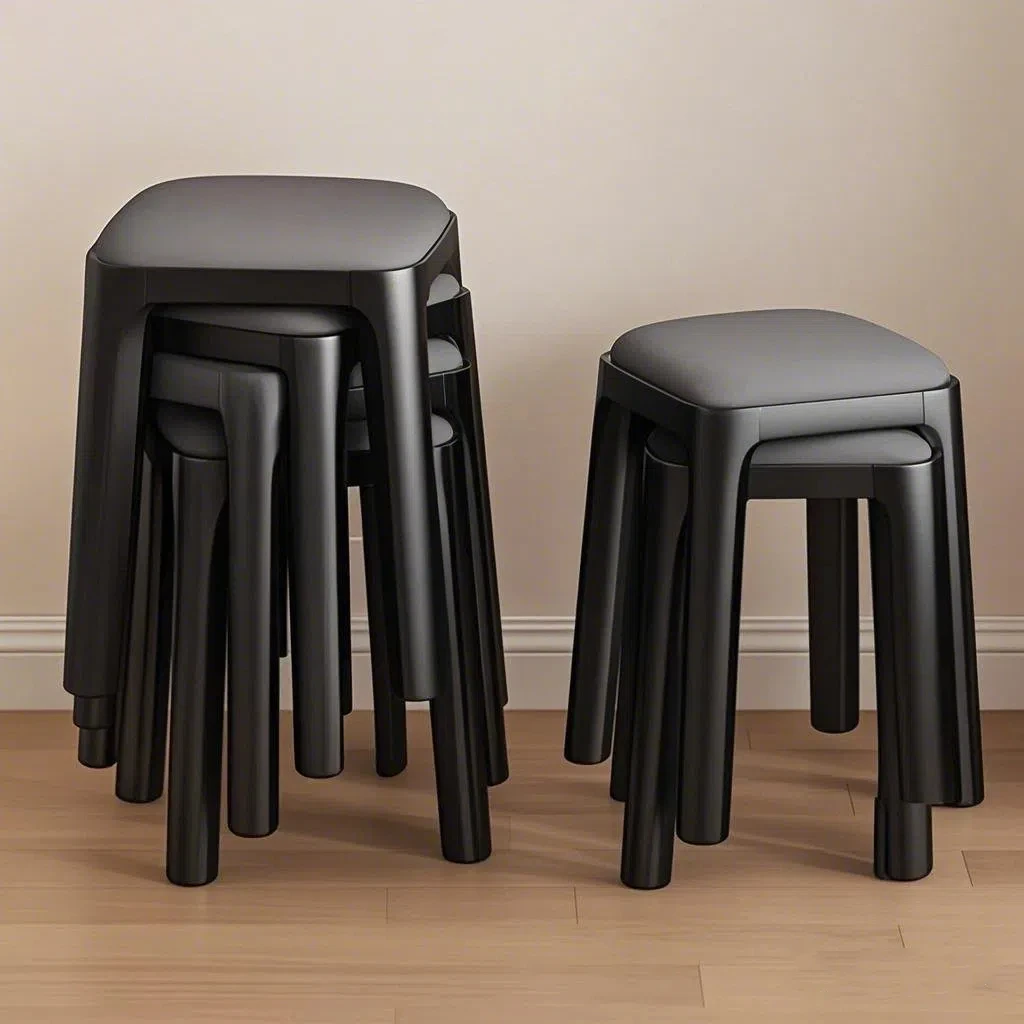 高级感软包凳子家用加厚结实耐用餐桌高凳轻奢可叠放客人备用凳子