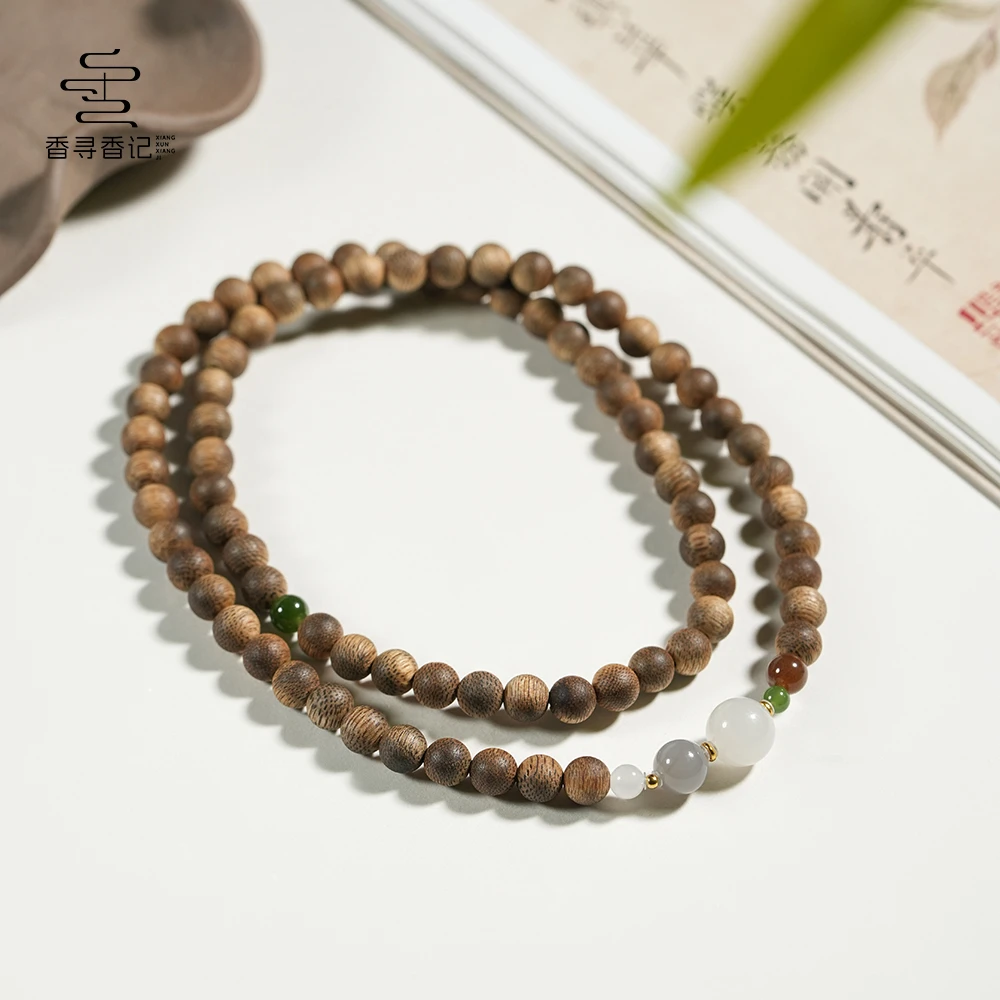 沉香【香寻】沉水级 海南黄棋楠沉香6mm圆珠多圈F