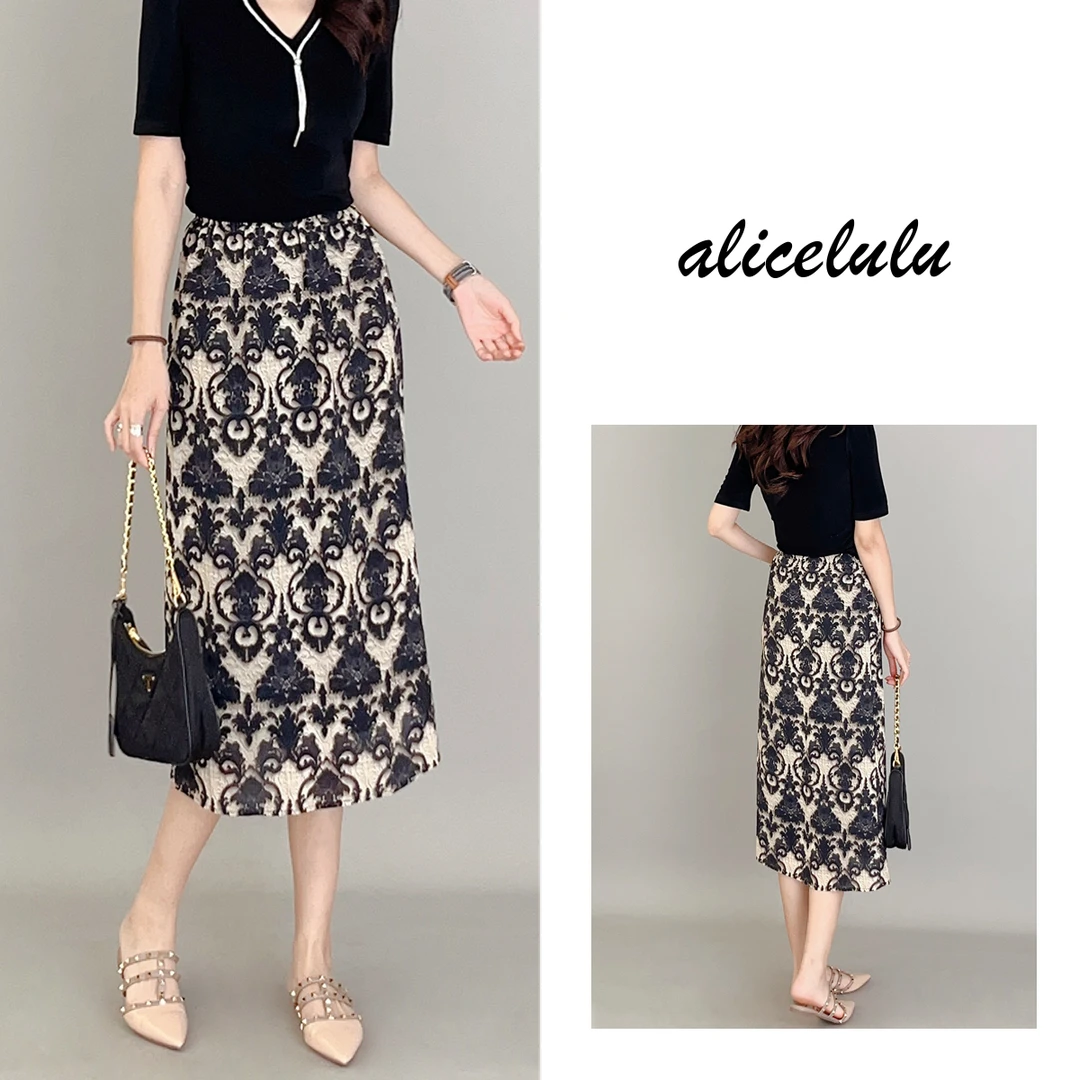 2 alicelulu时光雕花半身裙优雅通勤显瘦百搭S1033927D