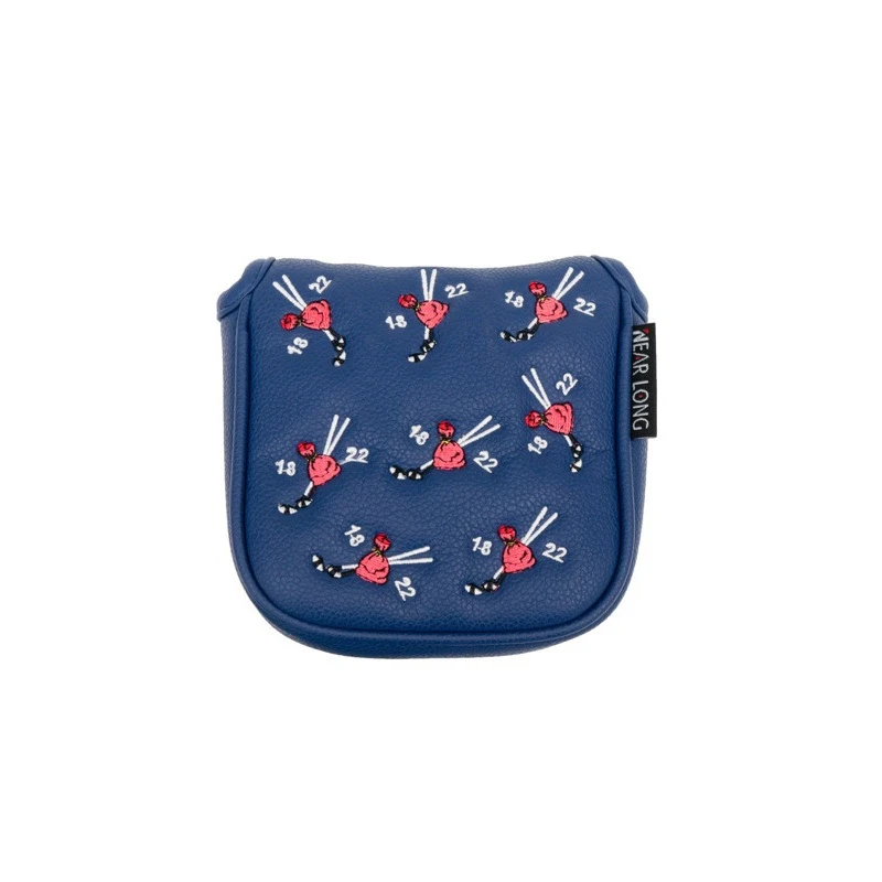 防水刺绣保护套方型GOLF推杆套磁吸宝蓝PU材质杆头帽套高尔夫球杆