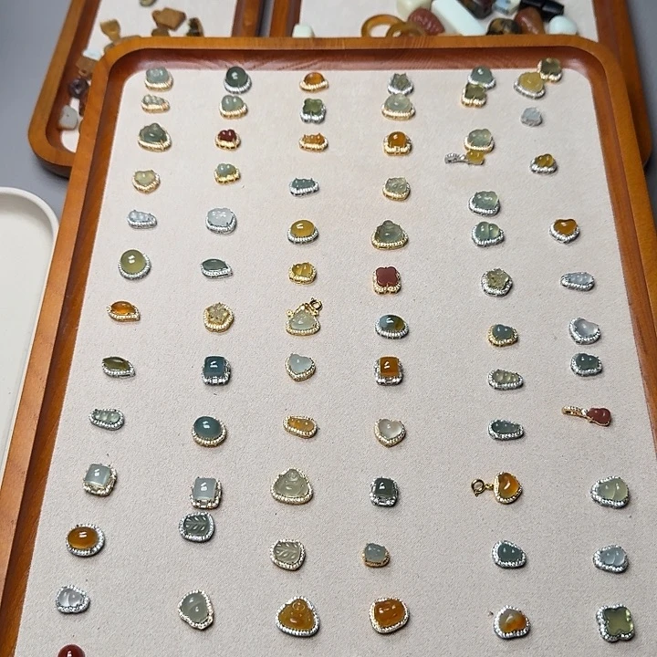 蛇纹石玉银S925镶嵌岫玉镶嵌