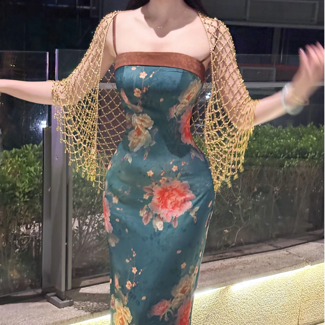 画报夫人原创自制新中式江南风改良连衣裙 醒时春山吊带