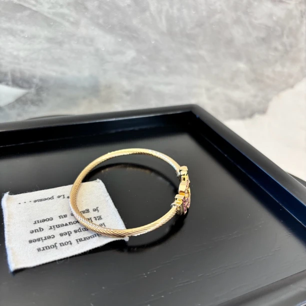 铜合金合成锆石手镯 粉马蹄黄色手镯SZ1370