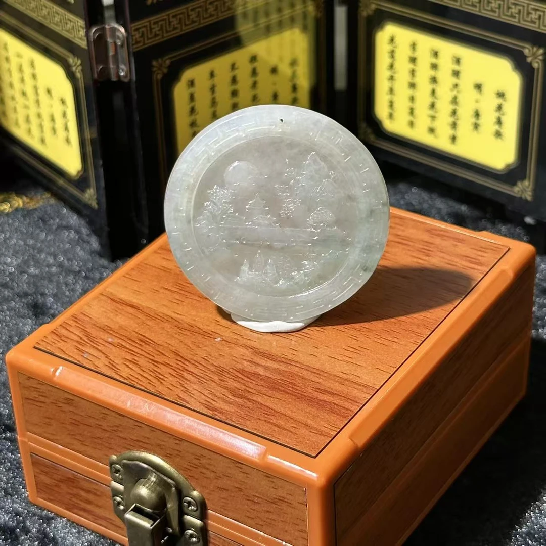 3031-天然翡翠-山水圆牌