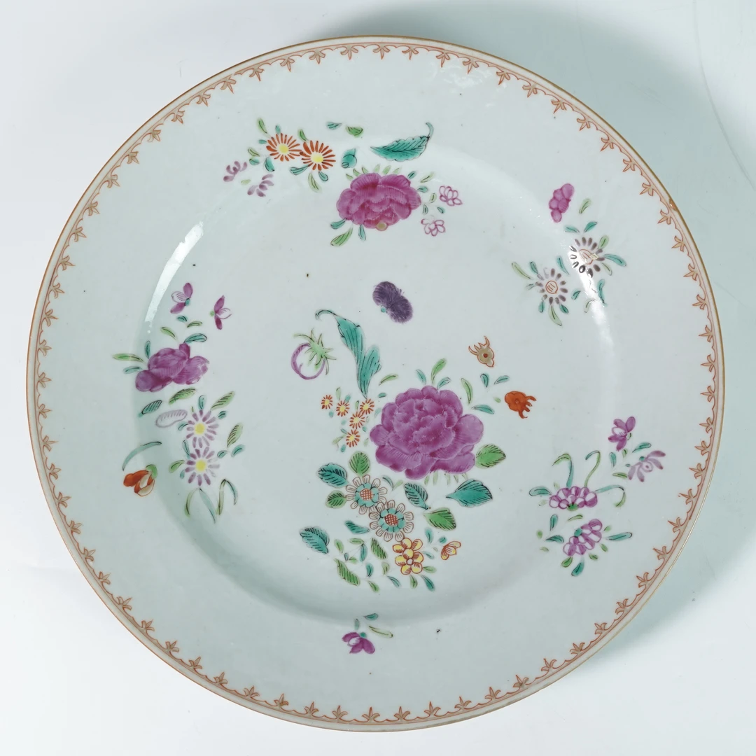 LABC251212078【十竹斋】清乾隆牡丹团菊纹粉彩大赏盘