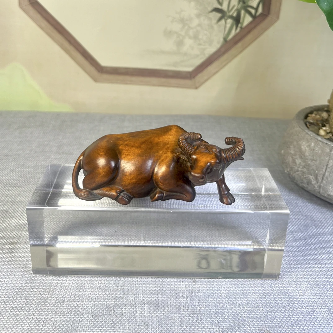 小叶黄杨木仿古(卧牛)长度10高度4水牛木雕工艺怀旧复古工艺