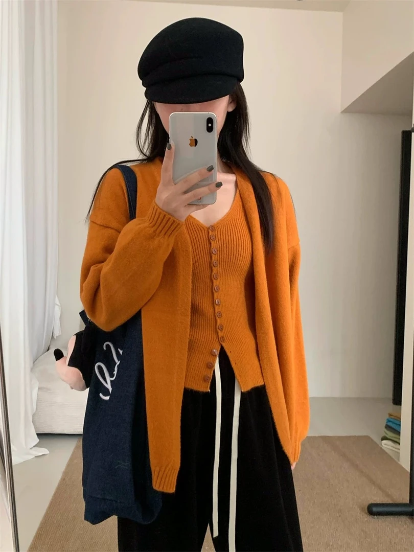 NONO（0108#）韩系气质显瘦排扣背心开衫两件套kc