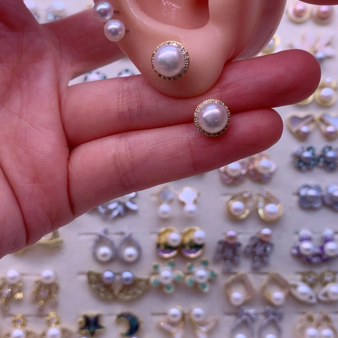 合金淡水珍珠耳饰