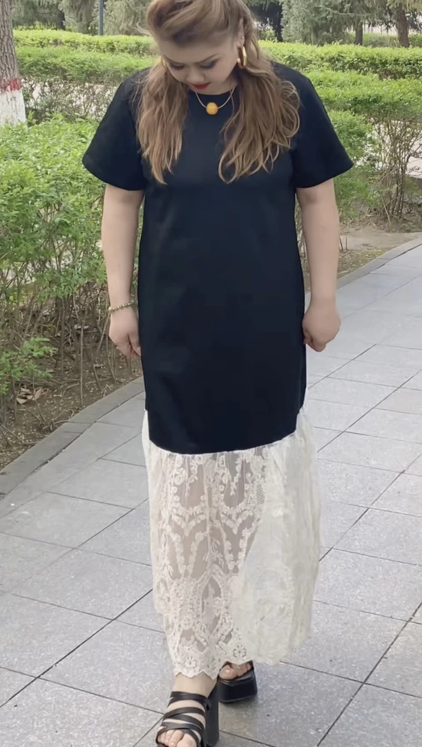 夏季减龄休闲中长款上衣搭配网纱半身裙女宽松气质法式套装