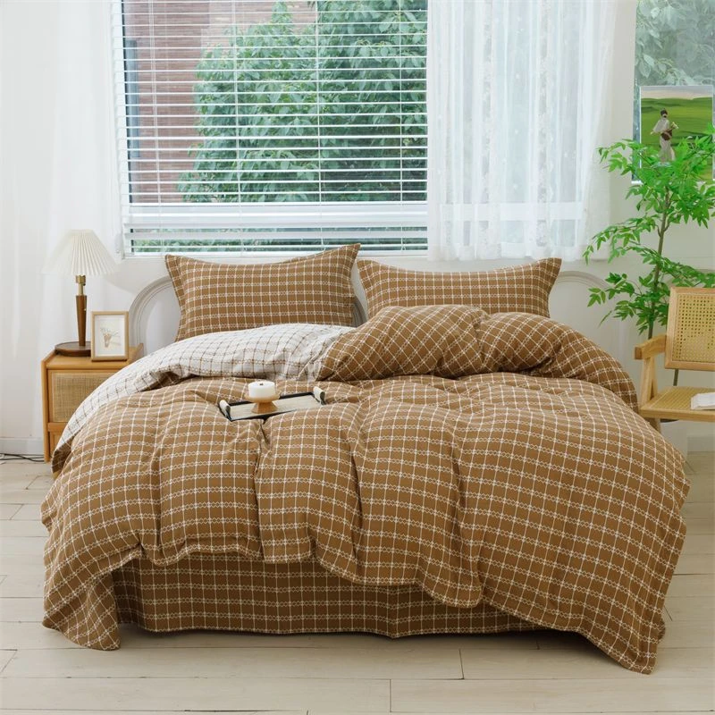 全棉双层纱四件套A类母婴级四件套简约轻奢全棉色织至幸 四件套