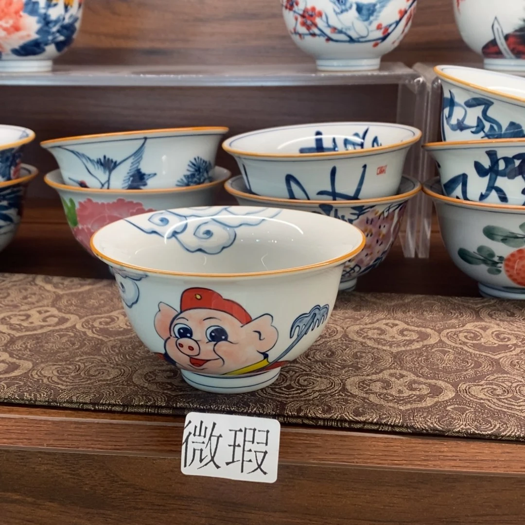 釉下手绘茶具微瑕手工绘制