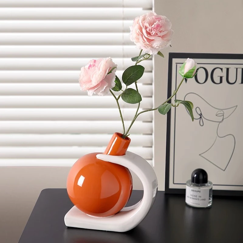 现代简约陶瓷桌面干花插花花瓶摆件家居客厅玄关酒柜电视柜装饰品