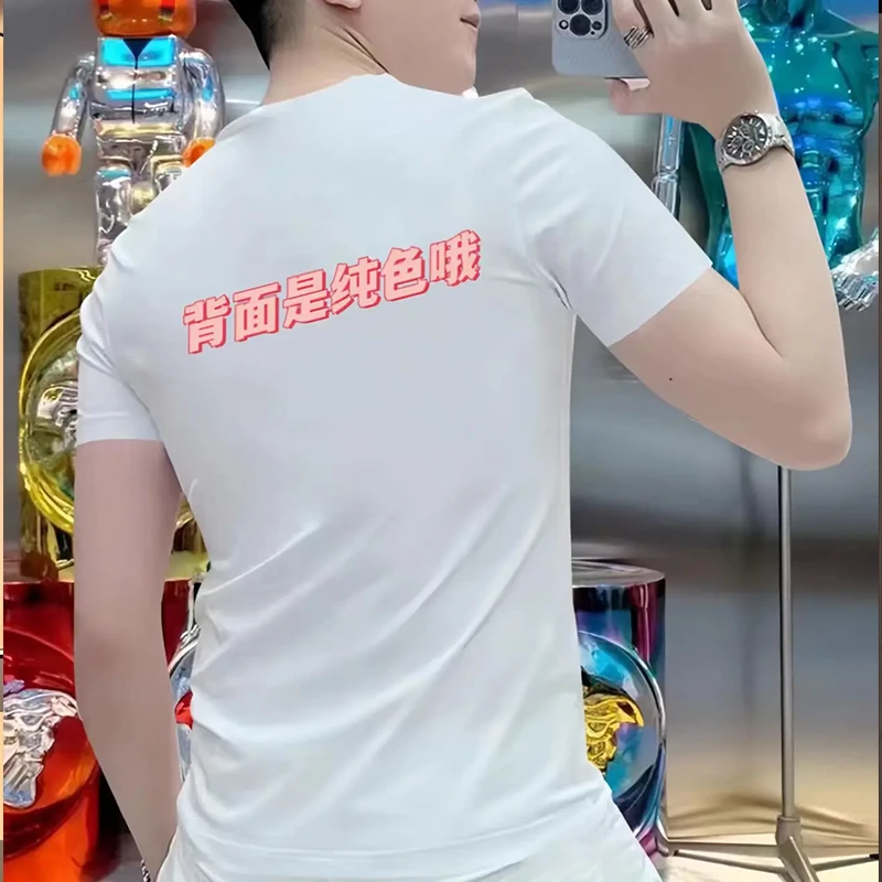 重磅纯棉短袖T恤男女同款ins风潮牌印花简约百搭情侣装半袖上衣服
