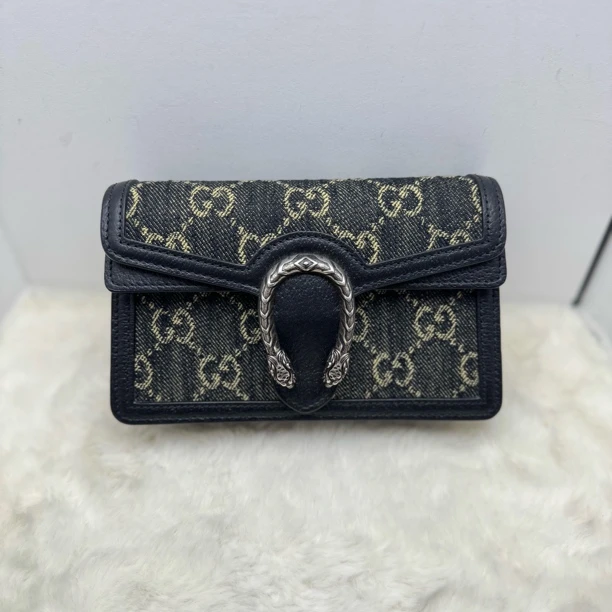 99新 GUCCI/古驰 mini黑色牛仔酒神