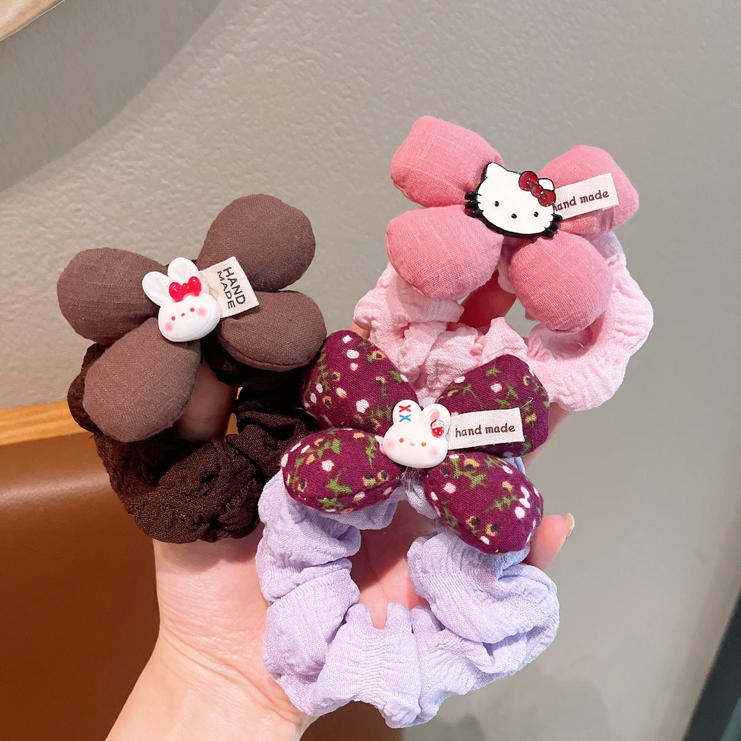 小女孩耐用扎头发头饰儿童新款花朵发圈女童高弹力不伤发碎花发绳