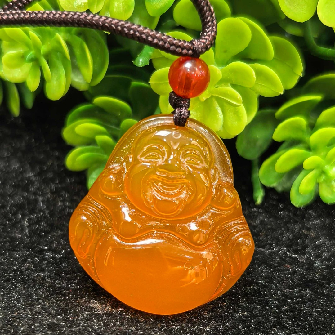 【BBF】S7903蜜糖黄玛瑙黄佛公吊坠-配绳