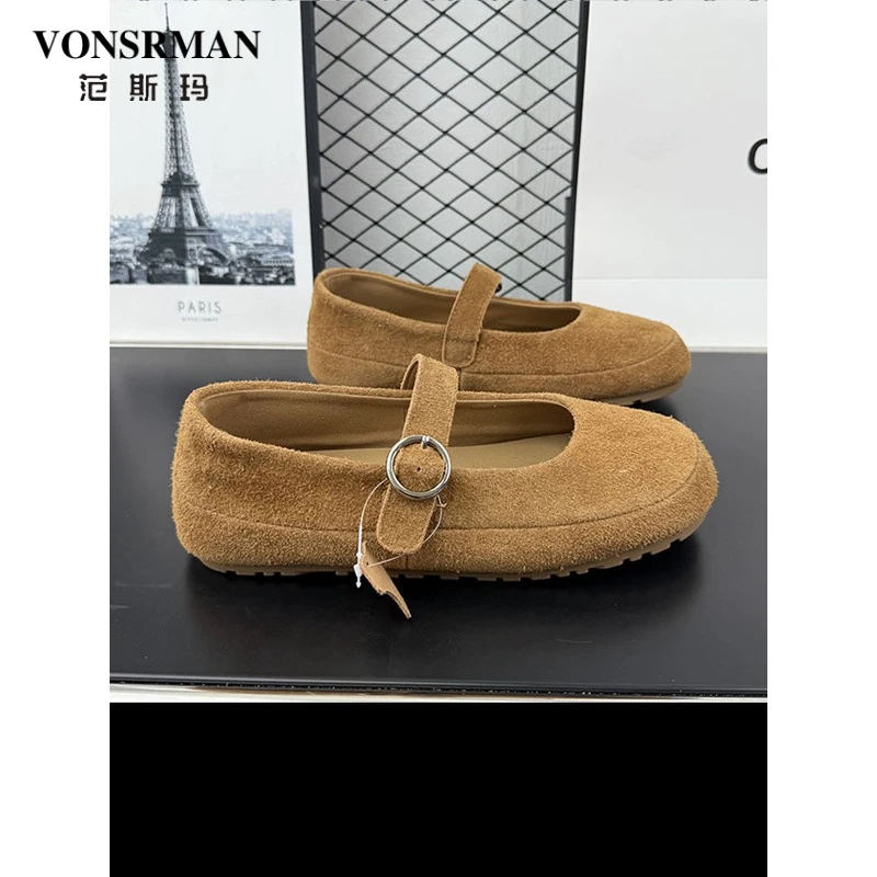 高端平底勃肯鞋女2025秋季新款百搭休闲一脚蹬玛丽珍鞋芭蕾风瓢鞋