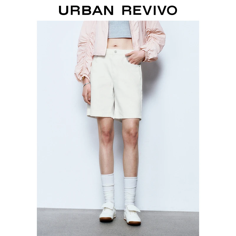 UR2025春季新款女装简约基础百搭纯色休闲短裤UYY850077