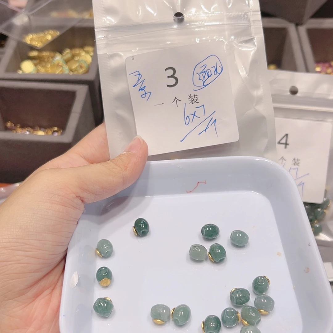 水晶珠宝半成品银S925镀金镶嵌3