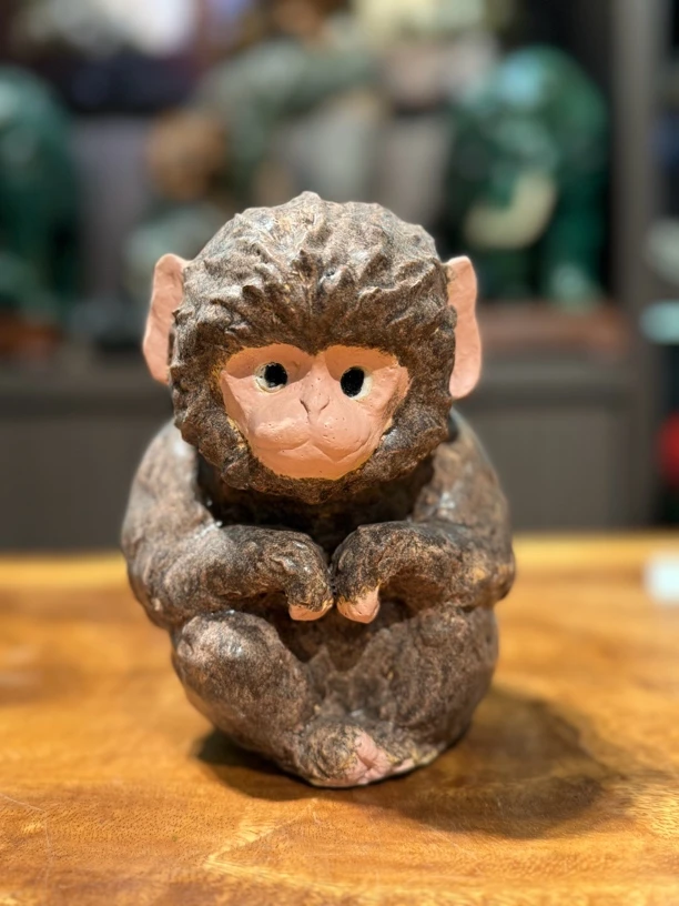 【小猴子】粗陶摆件12*13*17家居客厅，茶室禅空间，办公室礼品