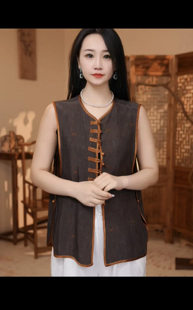 6825新中式国风双面穿薄款马甲