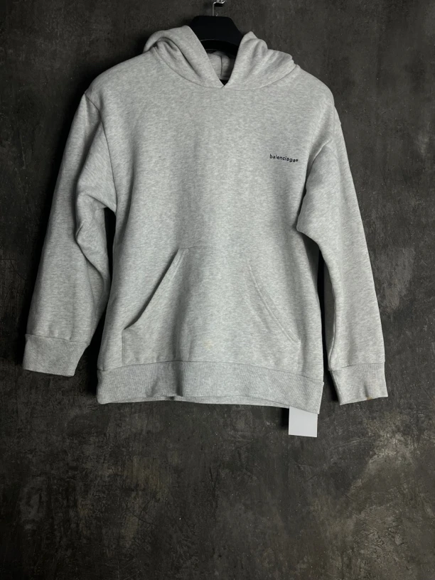 全新未使用 Balenciaga/巴黎世家 浅灰色小logo帽衫/02186