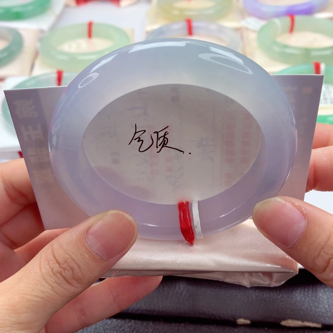 翡翠手镯未镶嵌57.7圈口 冰起光厚庄仙气飘飘冰紫