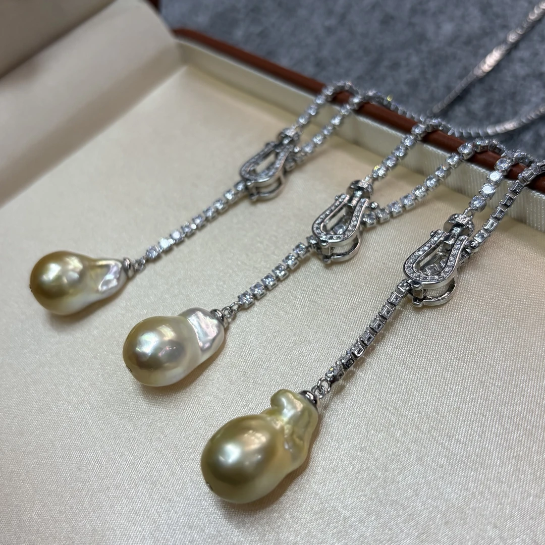 【蓝血澳白】罕见！13-15mm澳白石头巴洛克60cm豪华毛衣链多样性发一