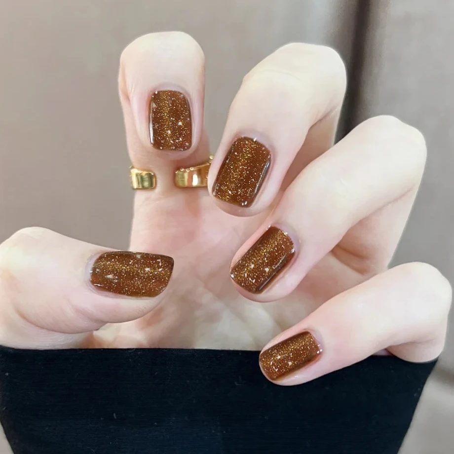 【ES1229】猫眼半固化凝胶uv半烤美甲贴指甲贴片照灯变硬穿戴甲穿戴