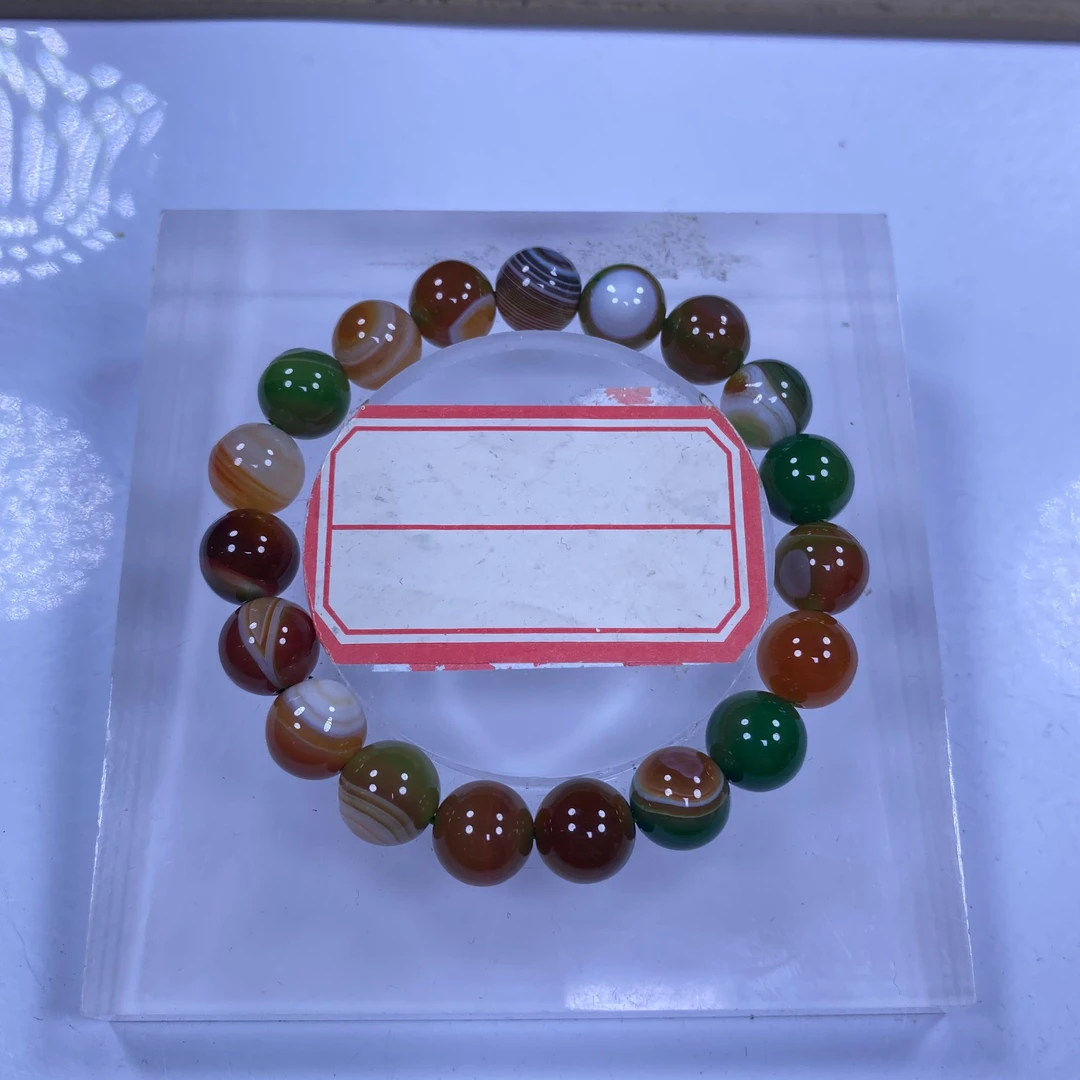 棕绿色玛瑙手串10mm发一条B121