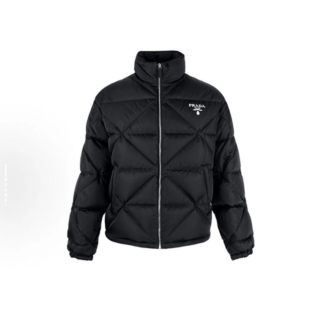 未使用 Prada/普拉达 黑色菱形格压线印花logo羽绒服 XXL码/全新