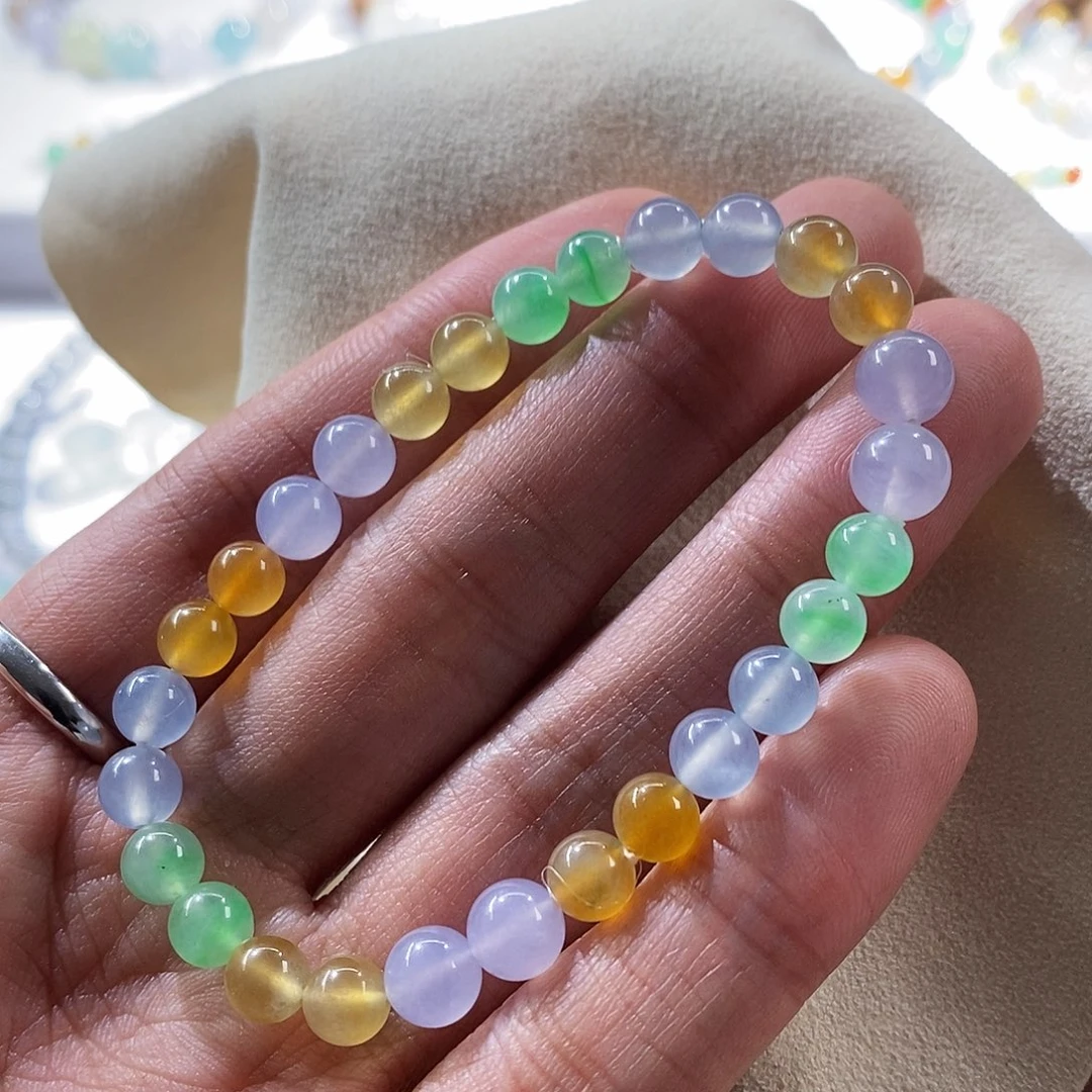 散珠翡翠高冰幻彩手串