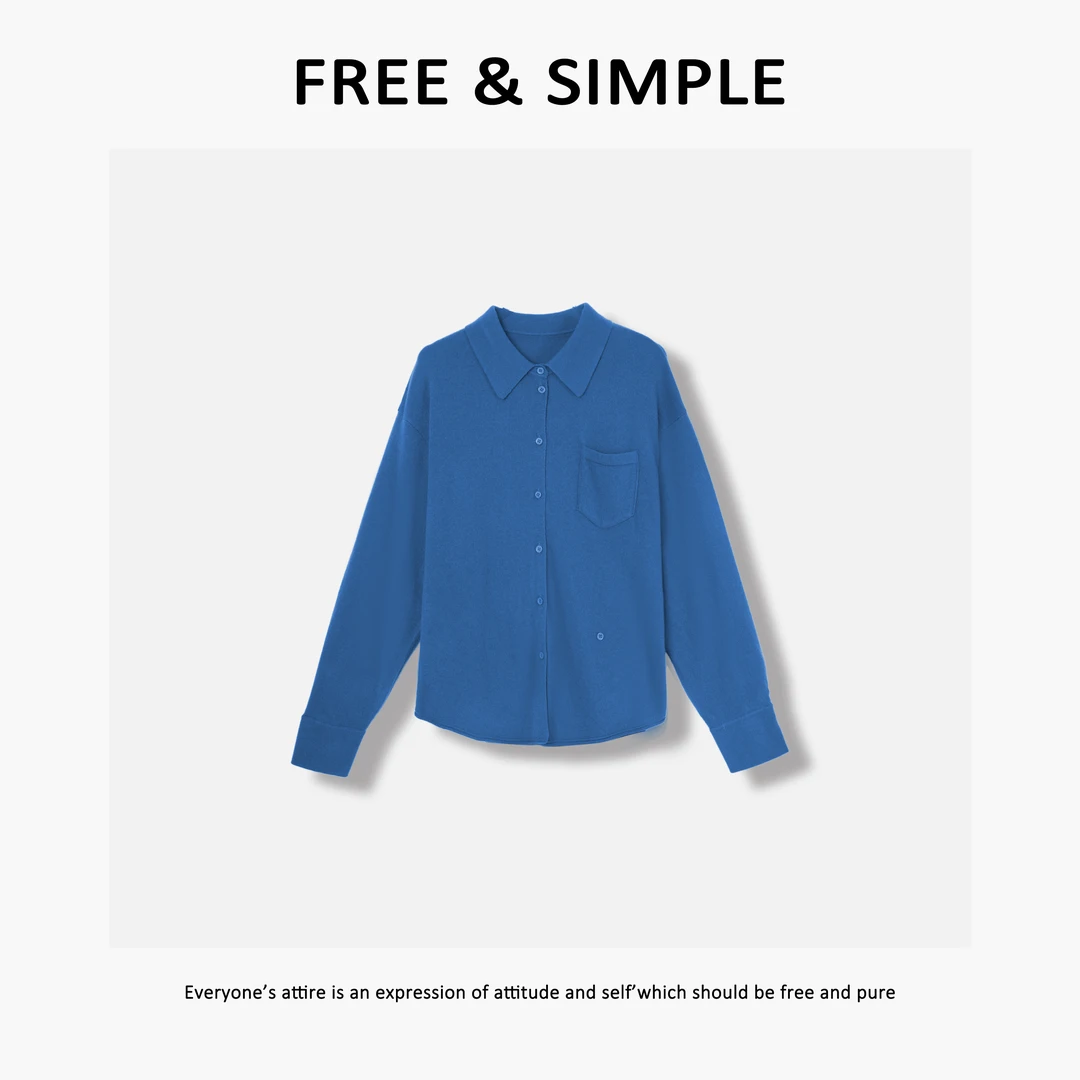 Free&Simple-‘都市游牧人‘100绵羊毛秋冬小众气质针织衬衫-19036