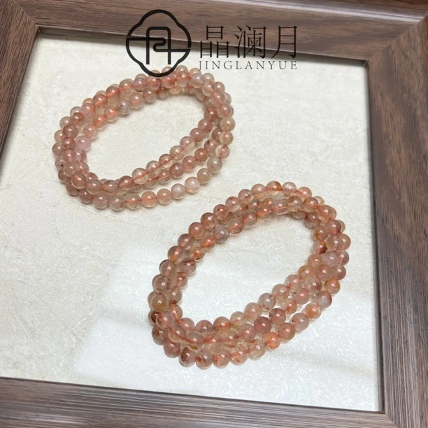 【晶澜月】M268天然水晶 锦鲤胶花多圈手串6-7mm 多样性发其一