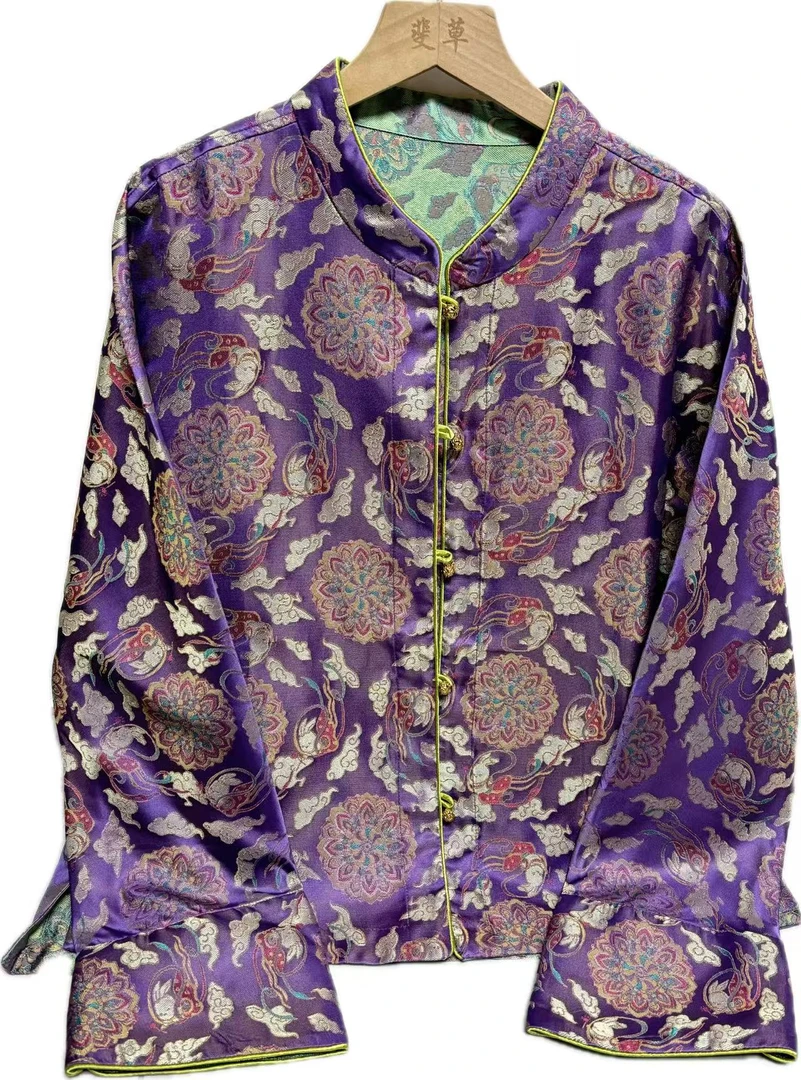 （祥云玉兔）新中式重磅宋锦双面双穿上衣