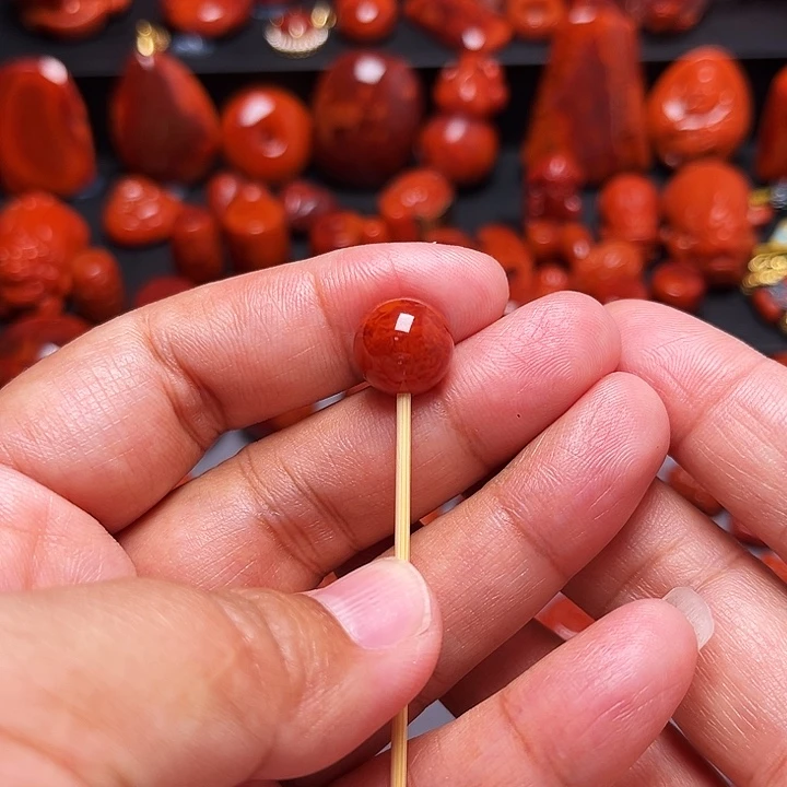 南红玛瑙未镶嵌配饰瓦西南红火焰纹圆珠12mm