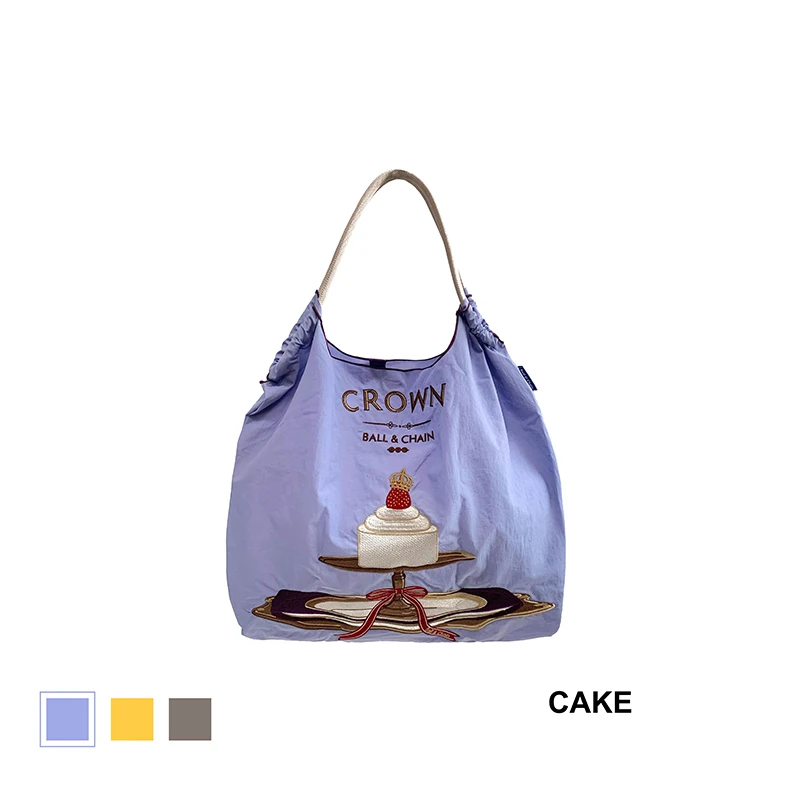 【草莓蛋糕】Ball&Chain新款环保袋包刺绣尼龙帆布包购物袋斜挎