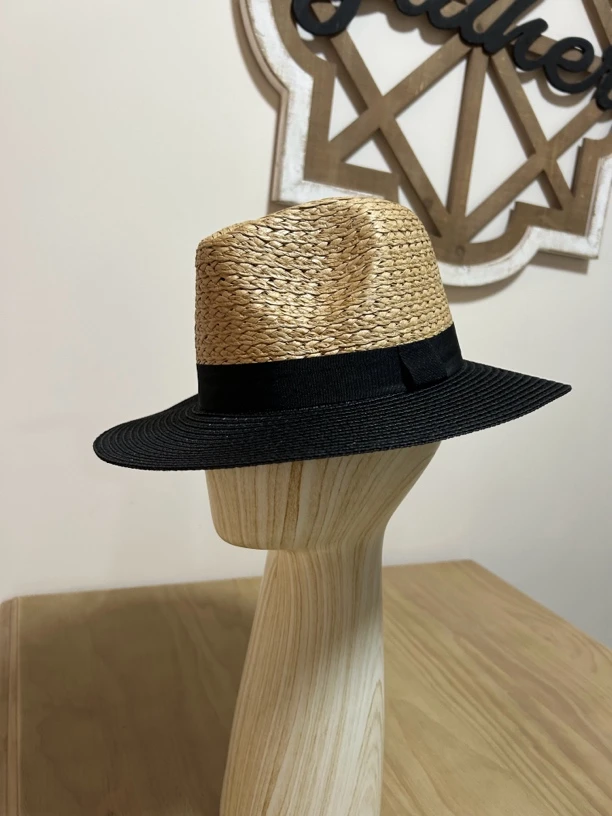 BUS原厂制帽巴拿马帽爵士帽夏季法式凉快帽子平顶遮阳帽四季新款