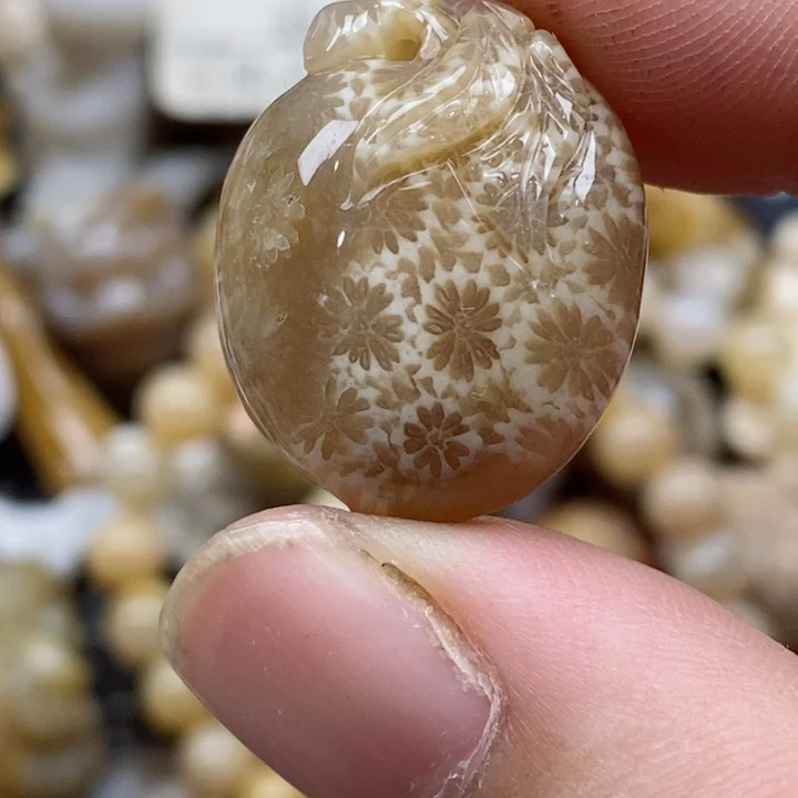 颈饰未镶嵌硅化珊瑚（珊瑚玉）小