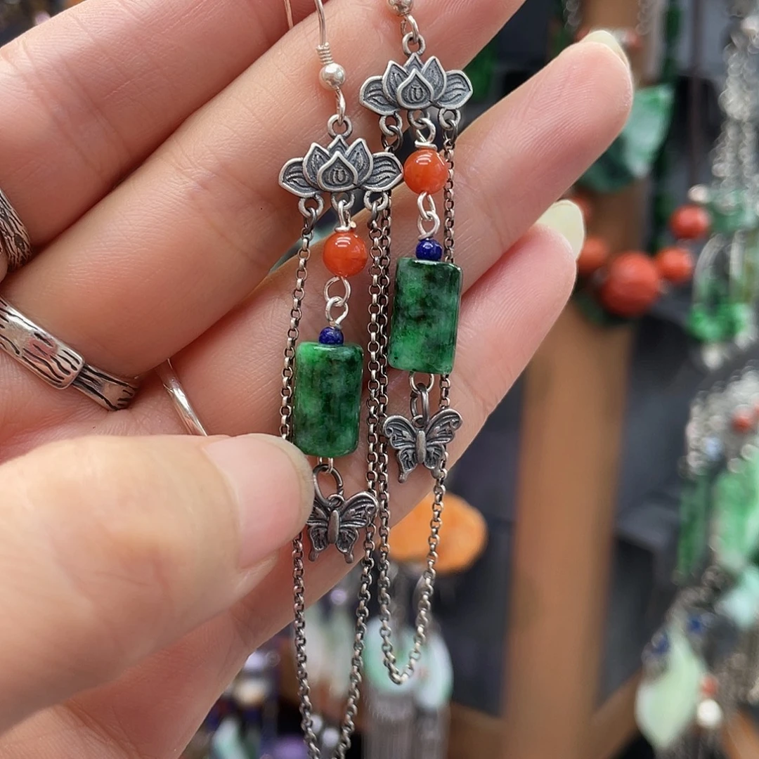 翡翠银S925镶嵌耳饰522jnjjj